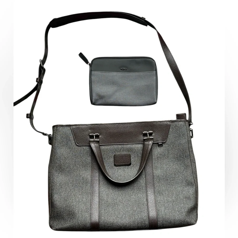 Gender Neutral Tumi  Earl Grey Slim Laptop Bag with Tumi for Delta clutch